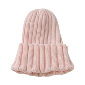 Bonnet en laine bébé épais rose clair