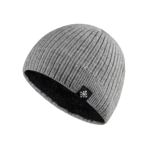 Bonnet en laine doublé polaire gris clair